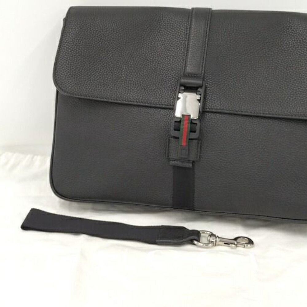 Gucci Business Case Clutch Bag Leather Black - Picture 10 of 10